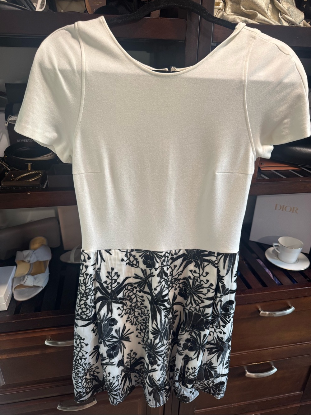 Maje White & Black Floral Dress